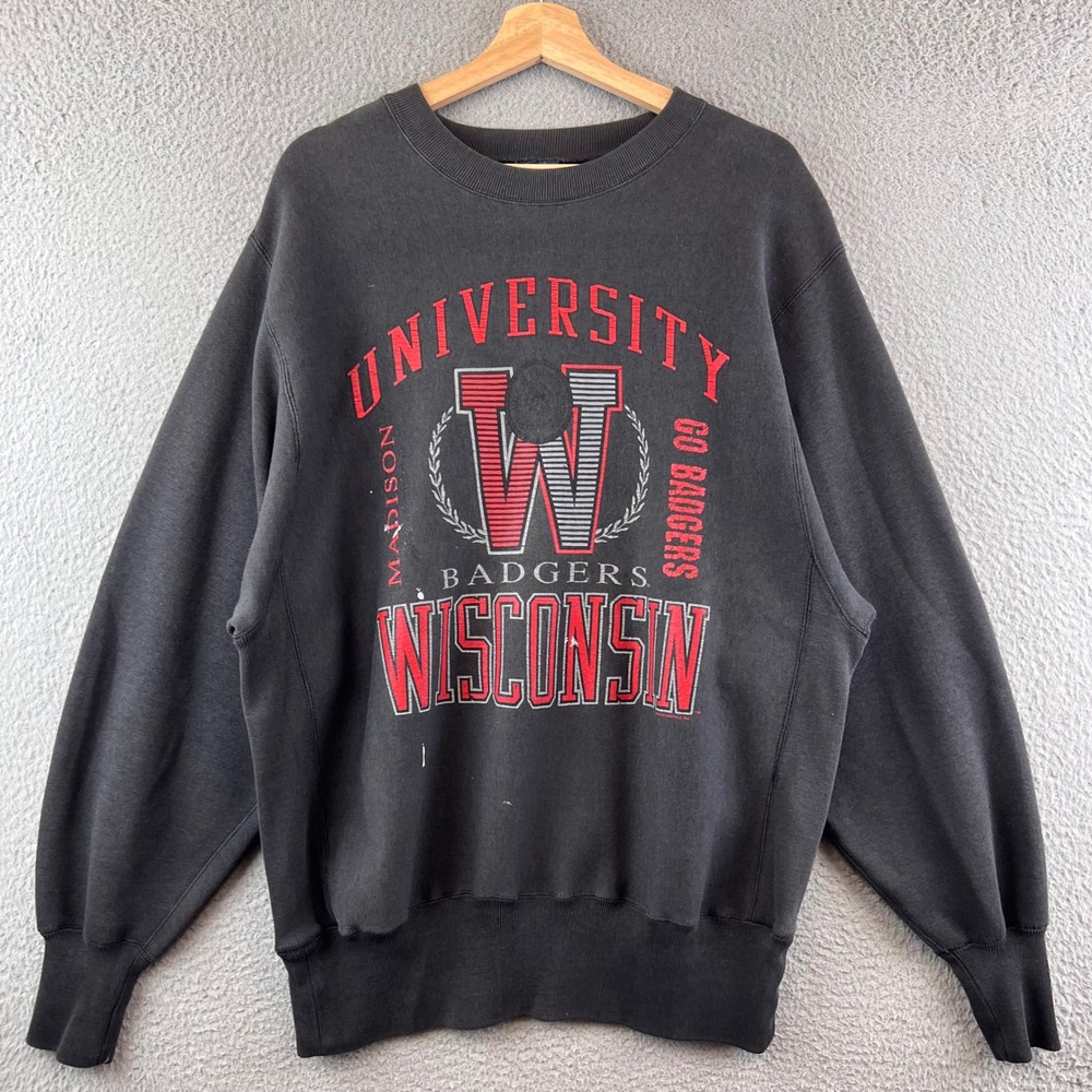 Vintage University Wisconsin Badgers Crewneck Sweatshirt Garment Graphics XL